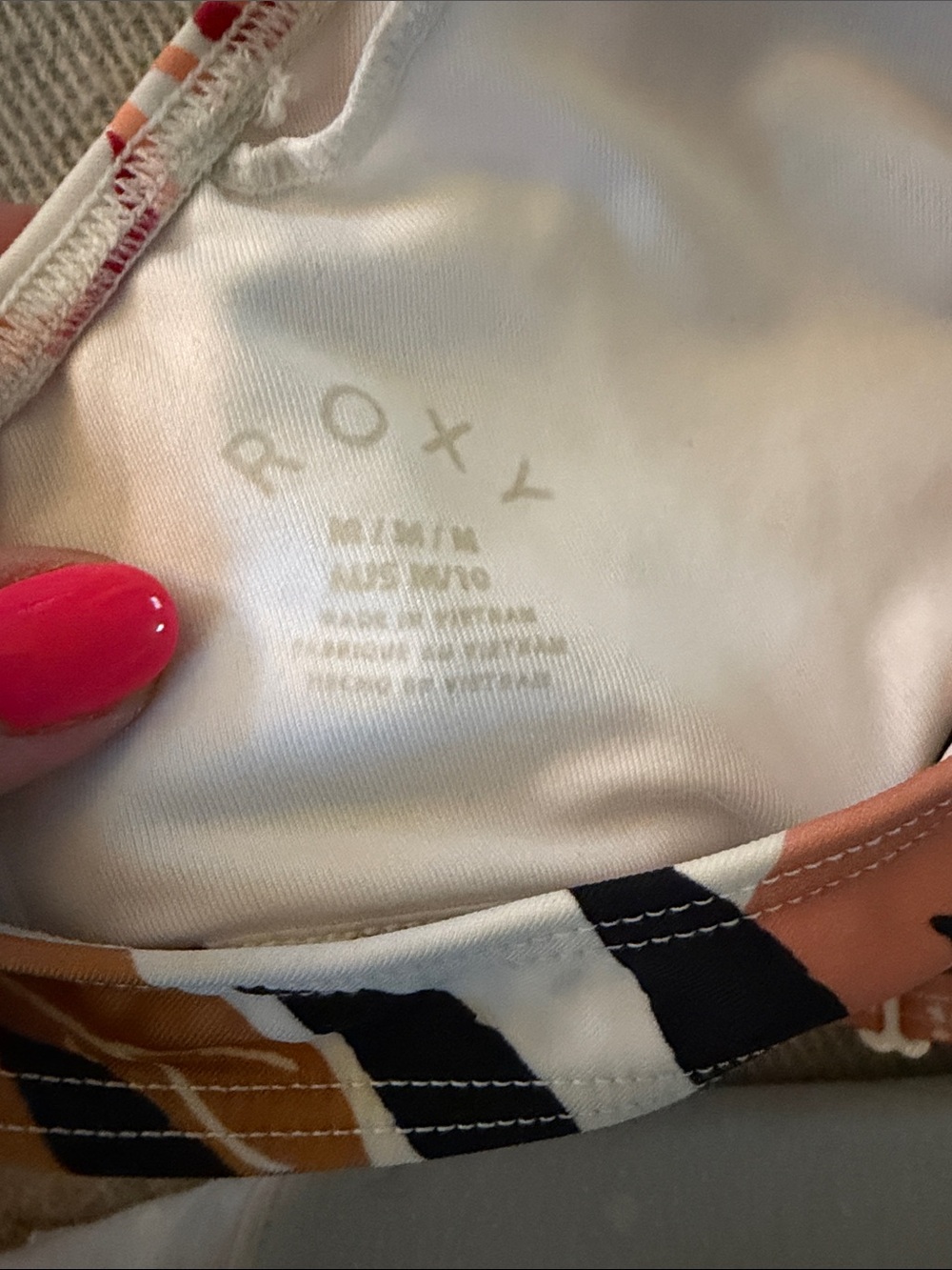 Roxy Floral Cutout Sports Bikini Top - White, Pink, Peach - Picture 2 of 2